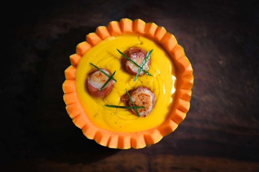 Crema di Zucca, Capesante e Speck