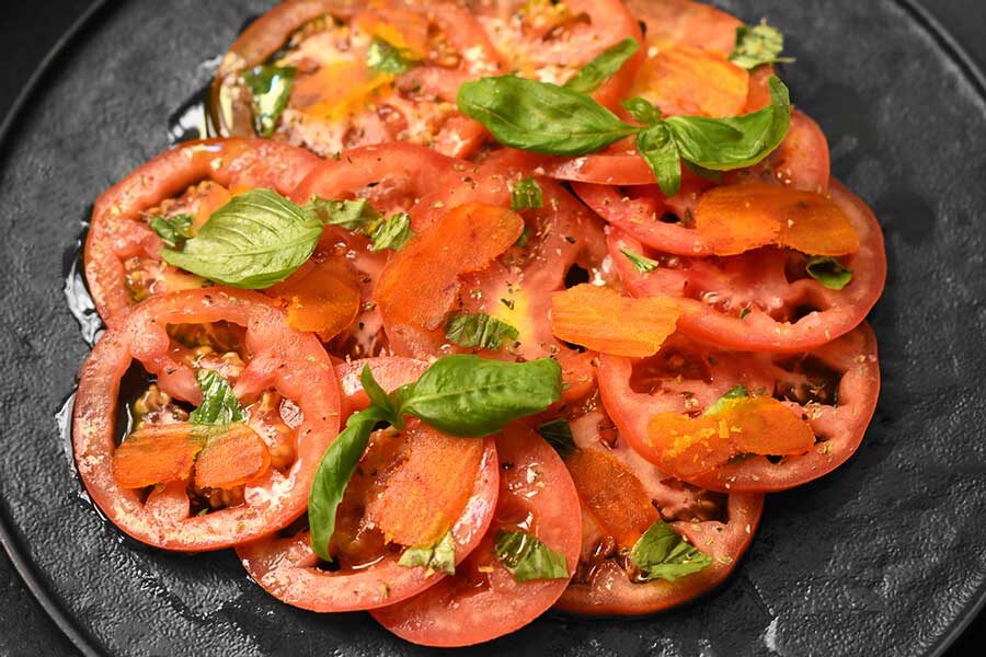 Carpaccio di Pomodoro e Bottarga di Cabras